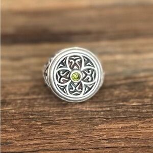 Brighton 💚 Retired Sterling Silver Peridot Gothica Daisy Ring - 7.5